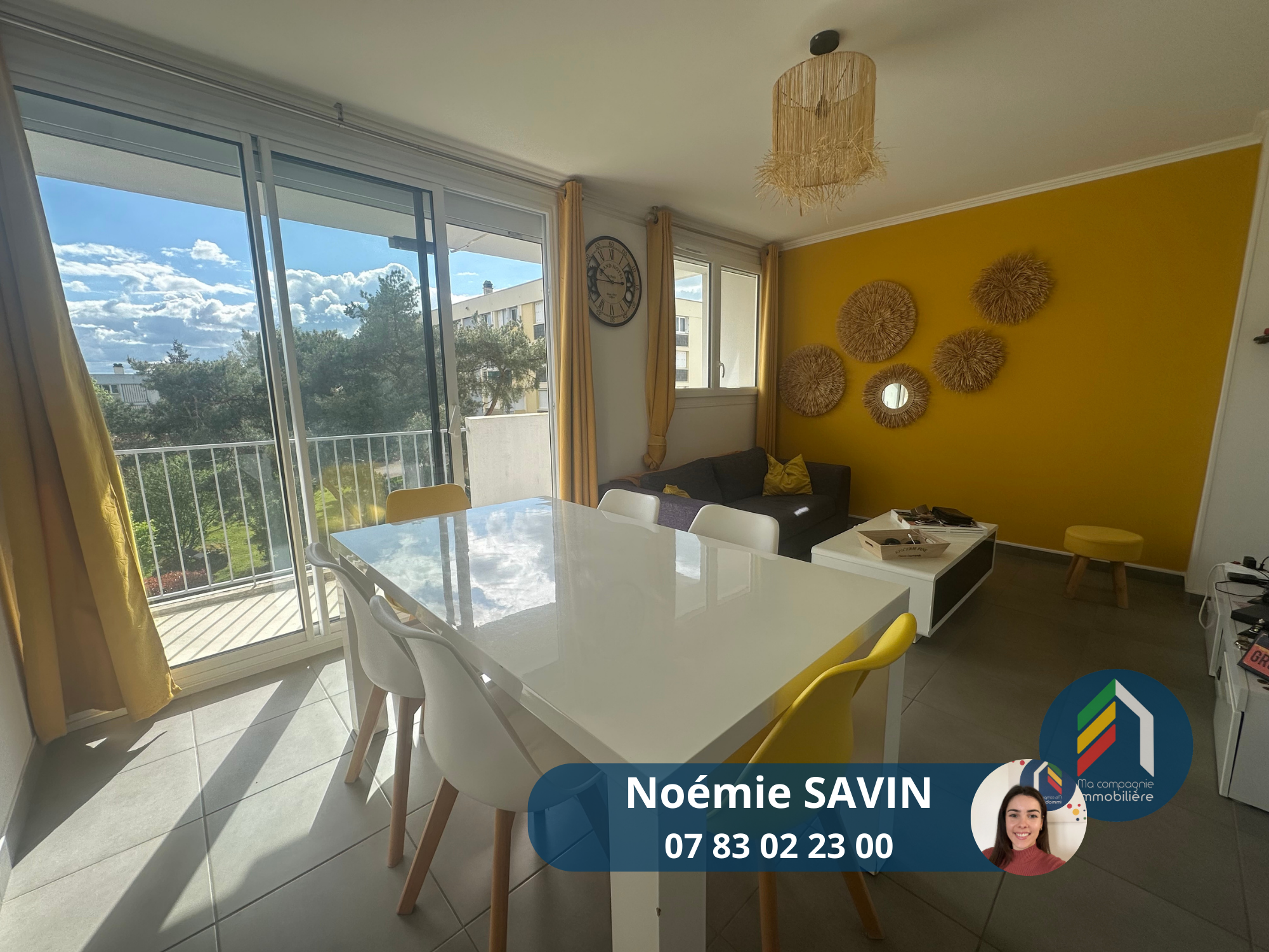 Appartement meublé, 3 chambres, balcon et cave