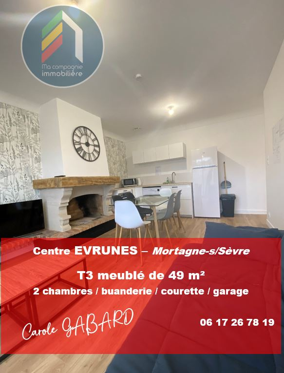 EVRUNES Mortagne-sur-Sèvre - MAISON T3 meublée garage / cour